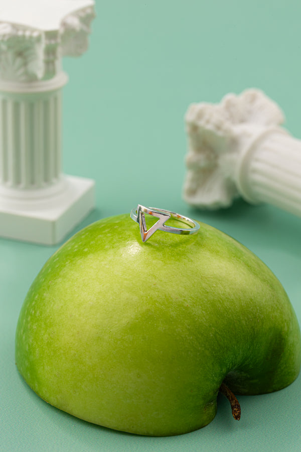Handcrafted silver ring with minimalist structure