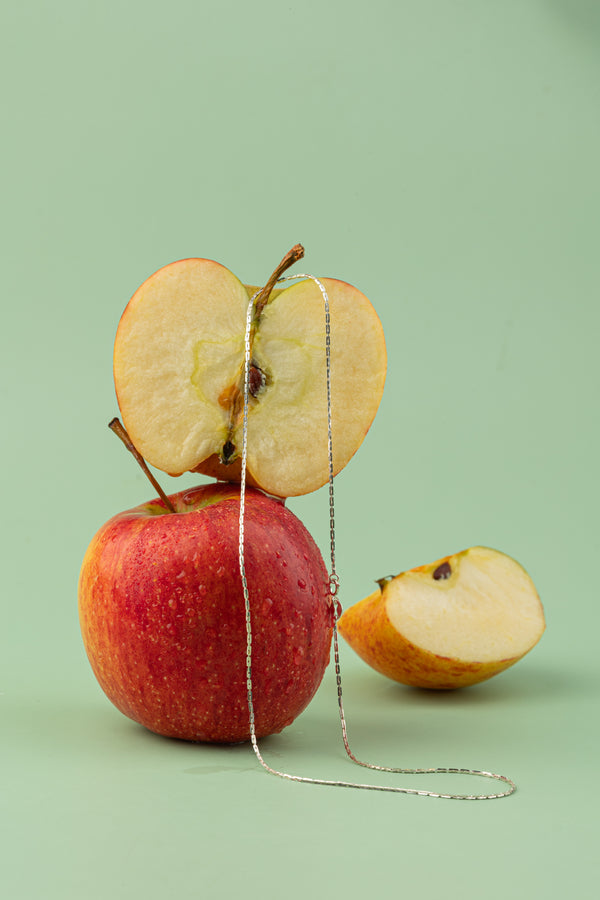 Apple Gleam Necklace – 925 Sterling Silver handcrafted jewelry inspired by autumn’s golden orchard, part of the Eden’s Chains Collection