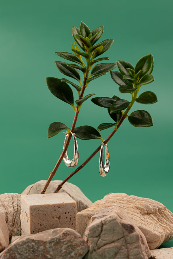 Ethereal Teardrop Hoops – 925 Sterling Silver handcrafted elongated teardrop earrings, inspired by nature’s flowing elegance