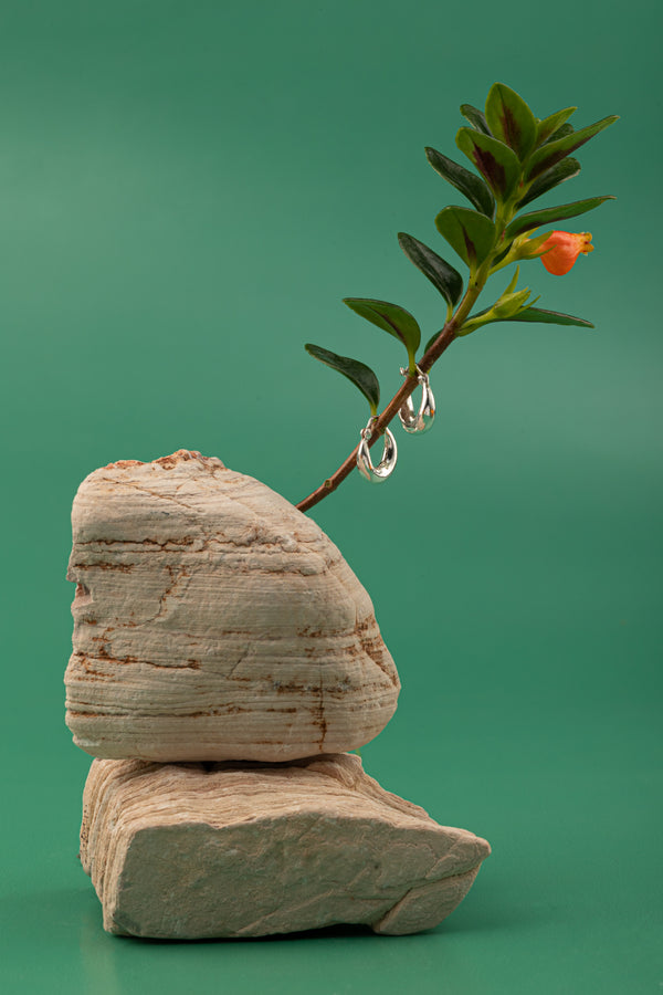 Minimal Loop Earrings – 925 Sterling Silver handcrafted minimalist circular loops, part of the Whisper of Eden Collection