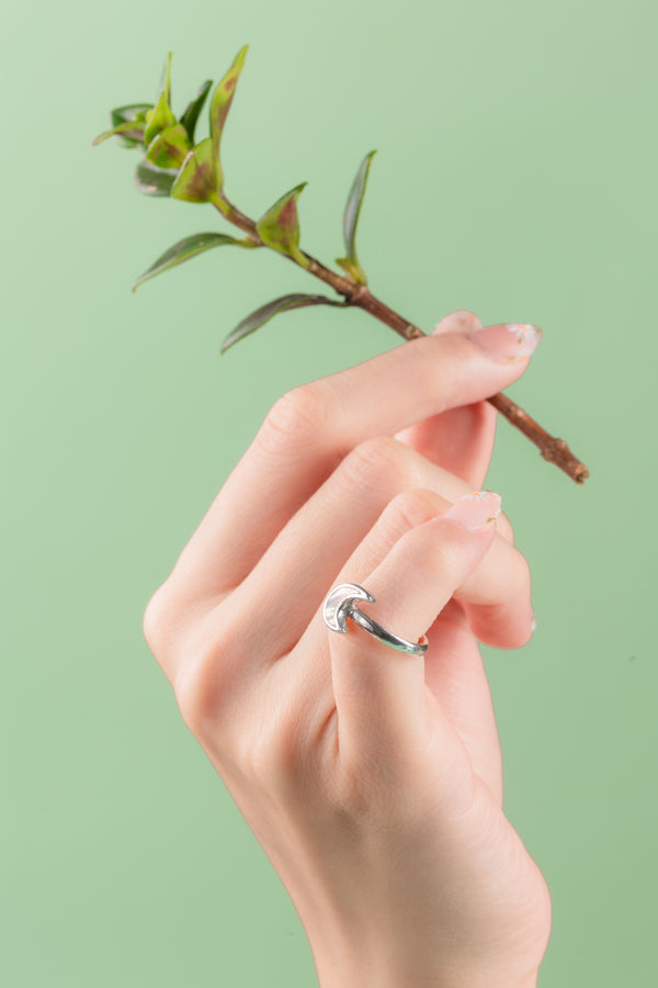 Mystic Moon Ring – handcrafted 925 sterling silver crescent ring by Argenté Jewelry