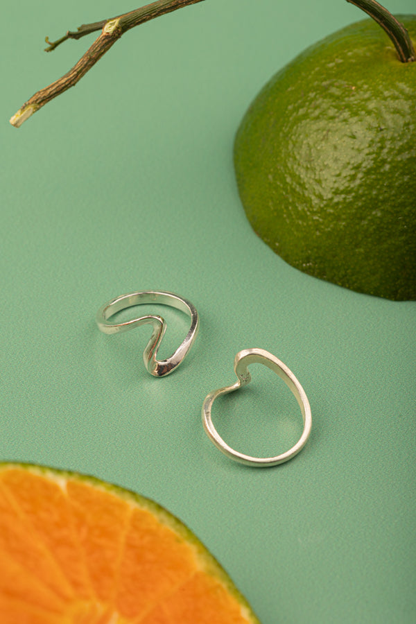 Modern sterling silver wave ring handcrafted in Vietnam