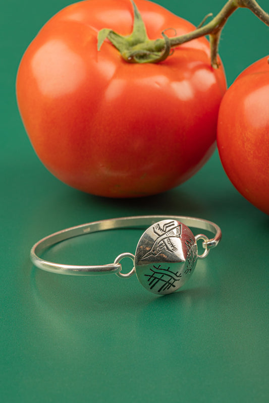 Serene Crane Cuff – 925 Sterling Silver handcrafted bracelet with an intricately engraved crane motif, part of the Eden’s Touch Collection