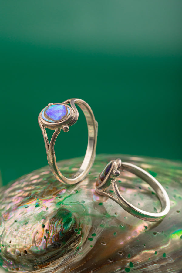 925 silver ring for women – abalone shell statement piece